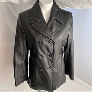 Wilson vintage 90s double breasted black leather jacket M